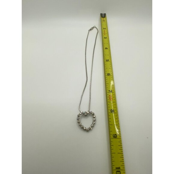 Krementz 14K White Gold Overlay Crystal Heart Pendant 15 Inch Necklace - Picture 7 of 7